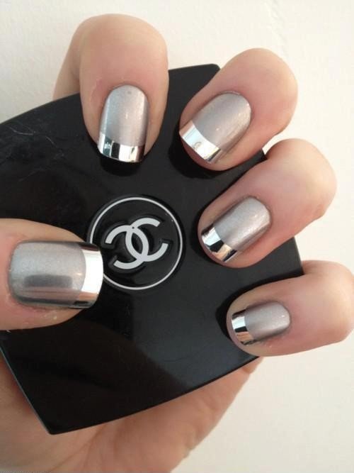 Beautiful Spring Nails With Silver Design