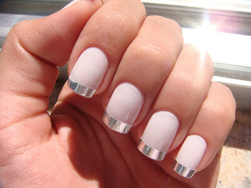 Beautiful Spring Nails With Silver Design