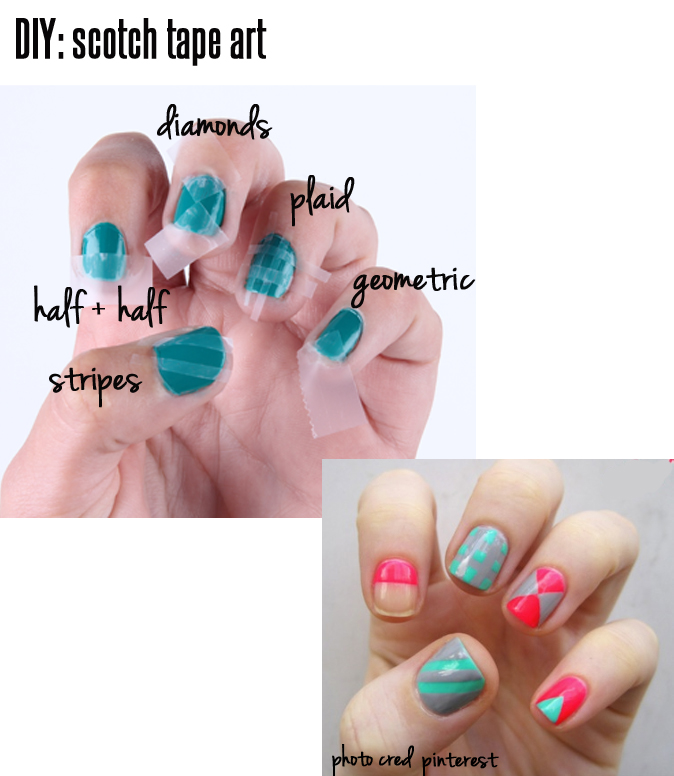 15 DIY Nail Tutorials With Scotch Tape