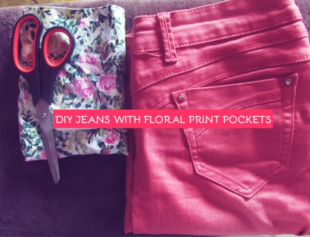 DIY Jeans With Floral Print Pockets