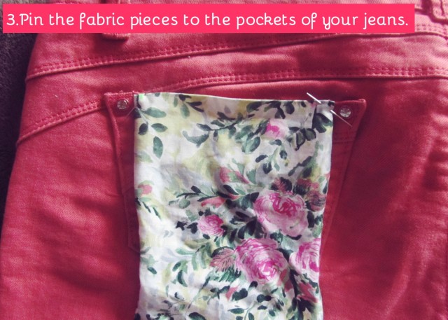 DIY Jeans With Floral Print Pockets
