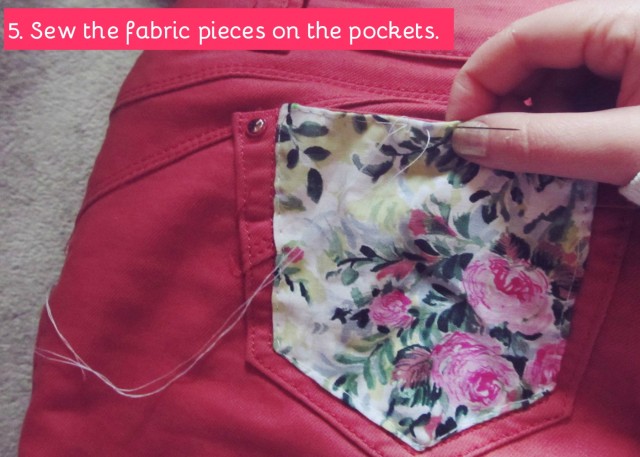 DIY Jeans With Floral Print Pockets