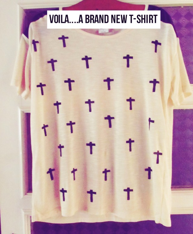 DIY CROSS PRINT ROCK CHIC TOP