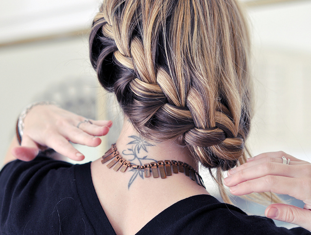 French Braid Low Updo