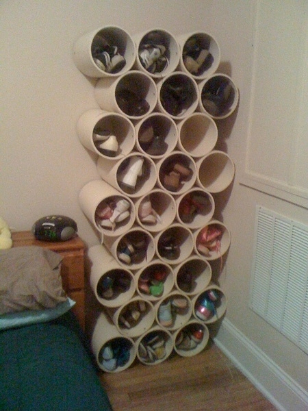 Build your own PVC-pipe shoe rack