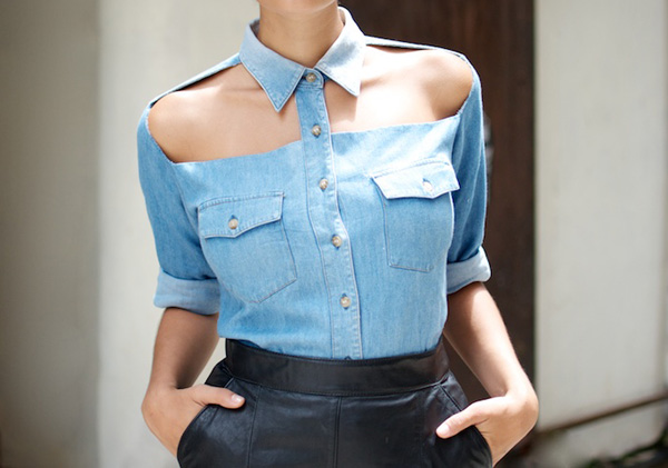 Easy Denim Cut-Out Workshirt DIY