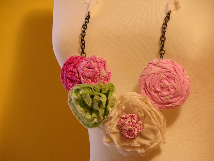 Fabric flower necklace