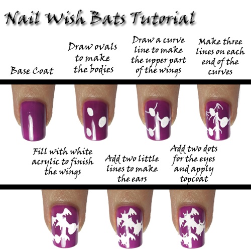 DIY Bats Nail Design