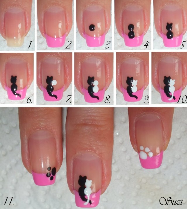 DIY-Cats-in-Love-Nail-Design