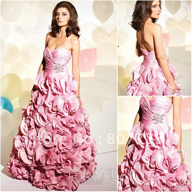 Free-Shipping-Hot-pink-gorgeous-ruffled-font-b-3D-b-font-flowers-indian-style-taffeta-sexy