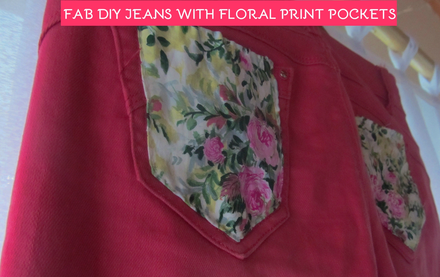 DIY Jeans With Floral Print Pockets