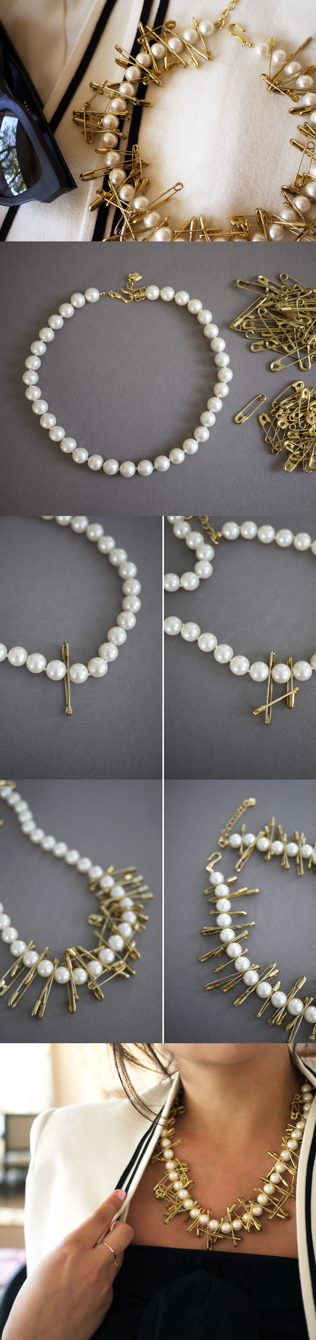 DIY Pearl & Safety Pin Necklace