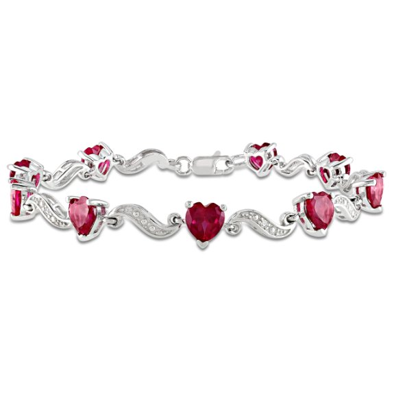 Sterling Silver Gemstone and Diamond Bracelet