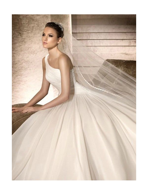 chiffon-one-shoulder-strap-a-line-wedding-dress-with-asymmetrical-rouched-bodice