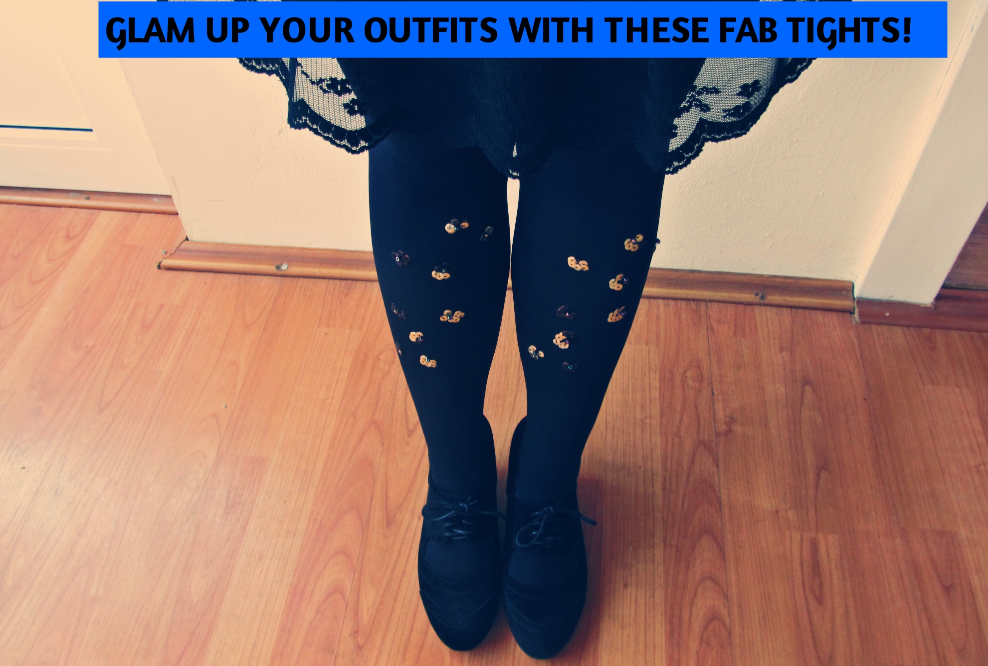 DIY TIGHTS WITH SEQUIN DECORATION