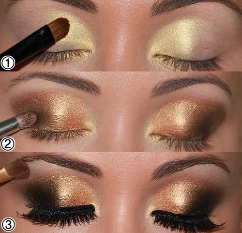 Brown-And-Gold-Smokey-Eye-Makeup1