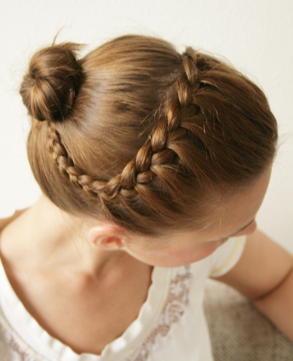 braided hairdo done