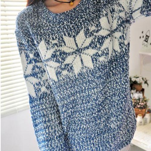 european style snowflake knit sweater-f84941