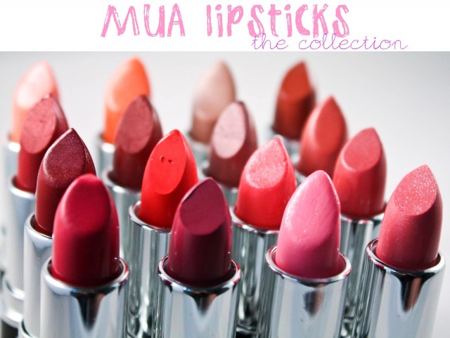 MUA lipsticks collection review swatches of all MUA lipsticks I