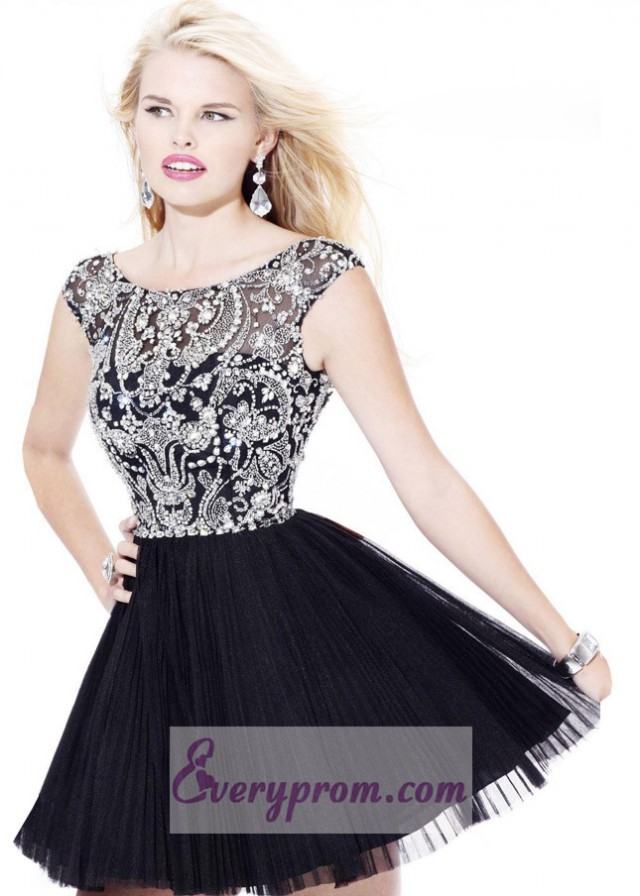 Black And White Off Shoulder Pleated Tulle Mini Dress