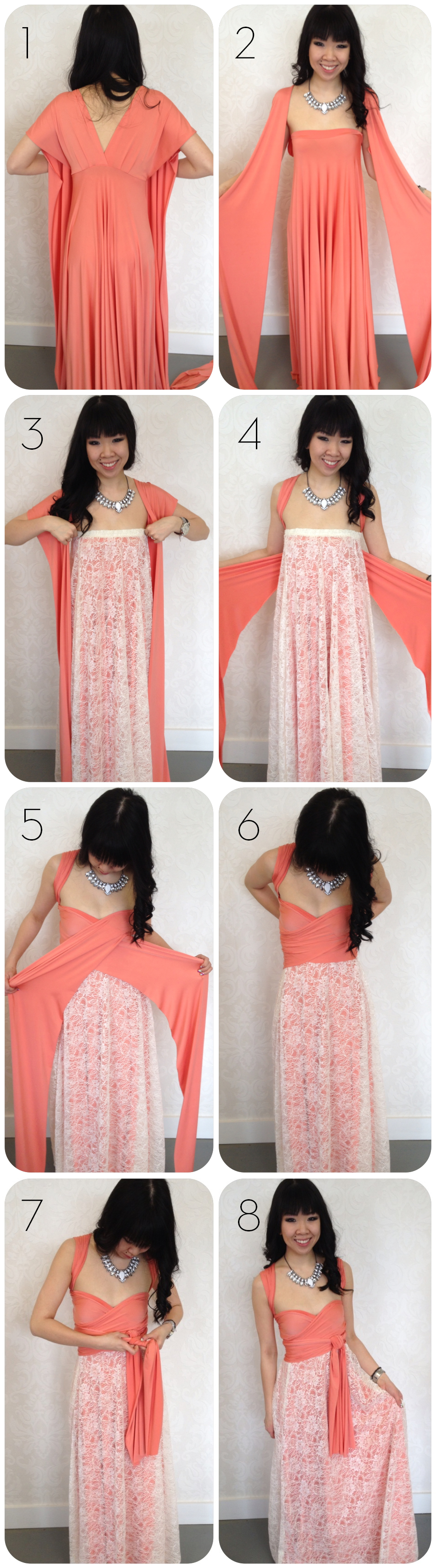 peachpinkcoral-lace dress