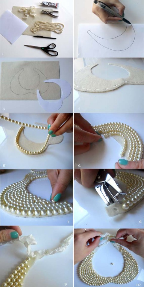 DIY Pearl Collar Necklace steps