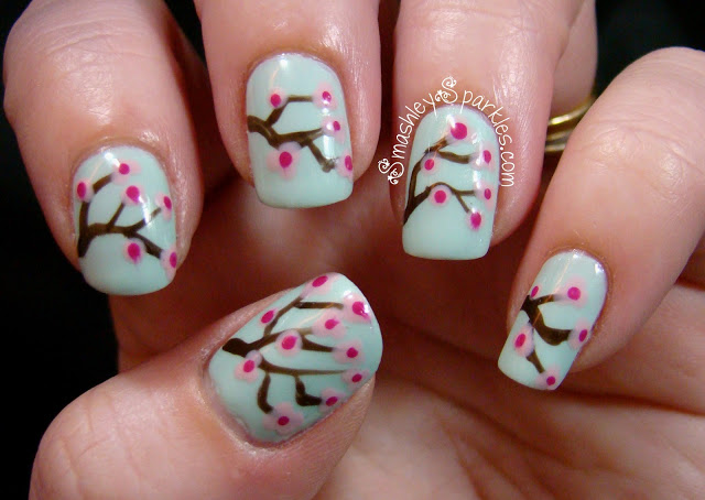 cherry blossom branch floral spring nail