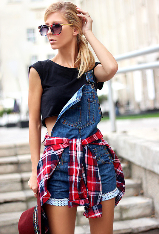 Tartan Shirts Tied Around The Waist