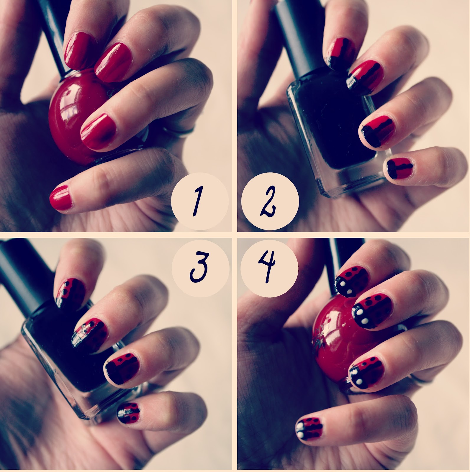 Ladybird Nail tutorial step by step. Leanne Marie blog