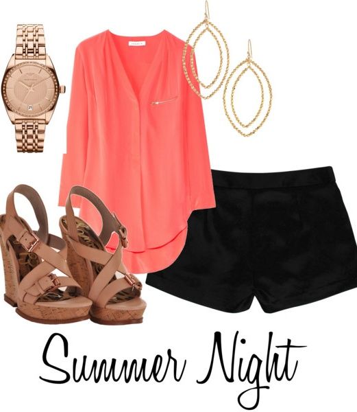 How-Amazing-Is-This-Coral-Top-Love-The-Whole-Polyvore-Outfit-Especially-The-Brown-Wedges-Paired-With-The-Black-Shorts.-Cant-Wait-For-Summer-Nights