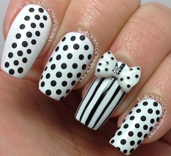 dots-stripes-bow-black-and-white-nails