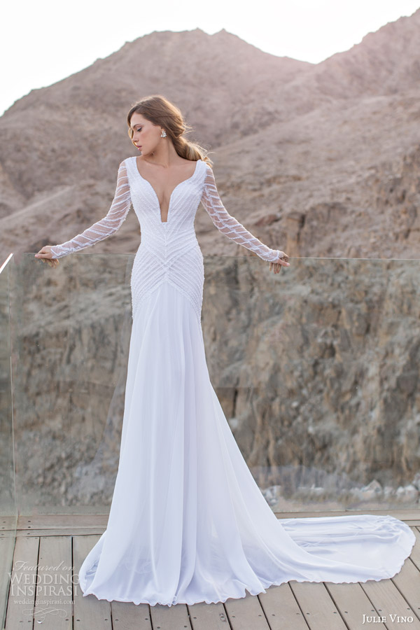 julie-vino-spring-2014-long-sleeve-sheath-wedding-dress