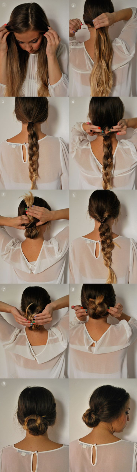 braided-ponytail-updo-tutorial-by-clip-in-22-inch-brown-ombre-color-human-hair-extension-for-short-hair