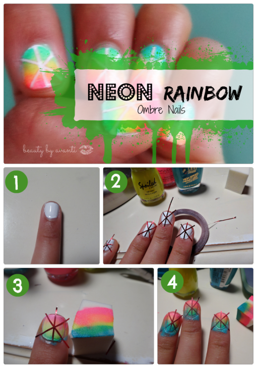 neon-rainbow-ombre-nails