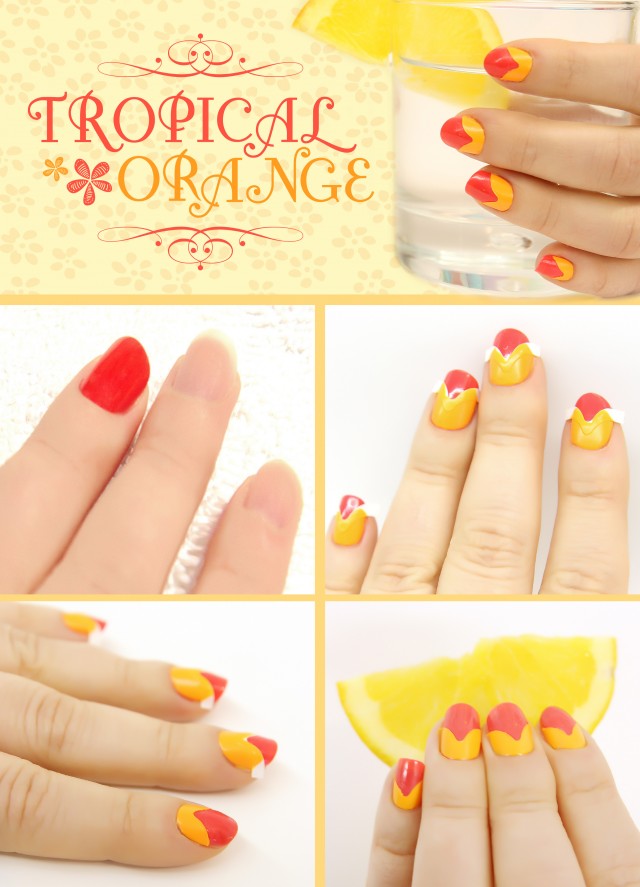 tropical orange nail collage