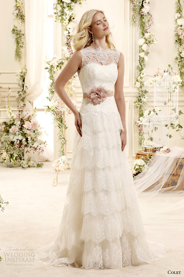 colet-bridal-2015-style-25-coab15309ivpk-sheer-illusion-neckline-tiered-a-line-wedding-dress