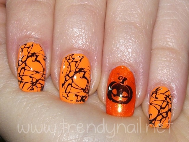 Halloween nail art - Jack O'Lantern 003 wm