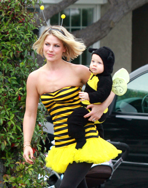 EXCLUSIVE: Ali Larter And Son Dressed As Bumble Bees For Halloween