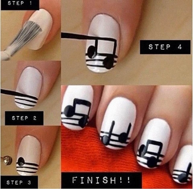 DIY-Musical-Notes-Nail-Art