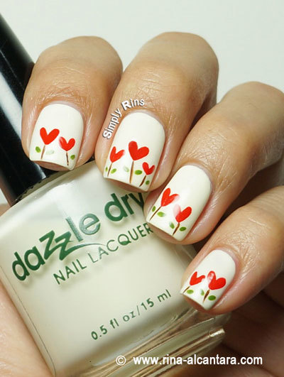 Heart-garden-nails-art