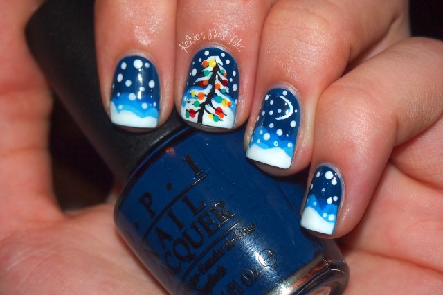 general-wonderful-winter-nail-design-ideas-with-brilliant-falling-snow-and-pine-tree-motif-nail-art-designs-blue-and-white