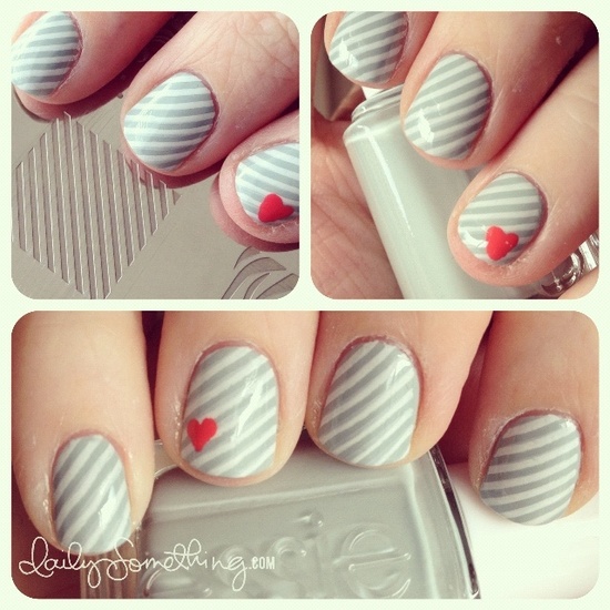 stripes-and-heart-nails