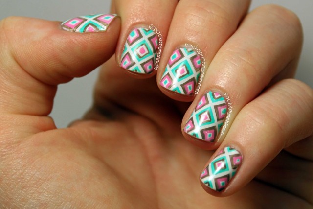 PackAPunchPolish : Square Geometric Print Nail Art Inspired By C