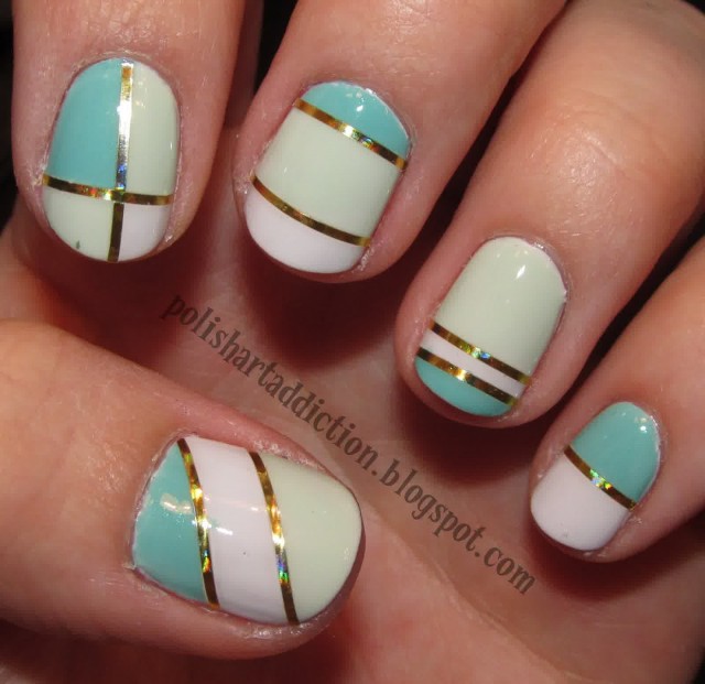 Blue-Striped-Nail-Design-with-Tape
