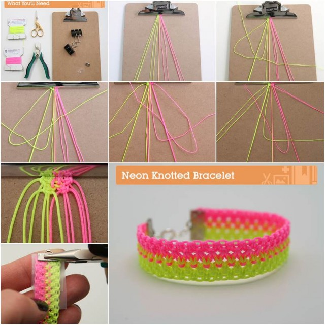DIY-Bright-Neon-Knotted-Bracelet