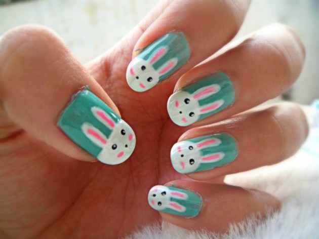 cute easy bunny nails - easter bunny easter nails art easter nail design-f93582