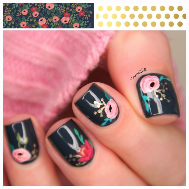 vintage flower notebook nails 1