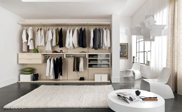 Walk In Wardrobe IKEA with White Rug