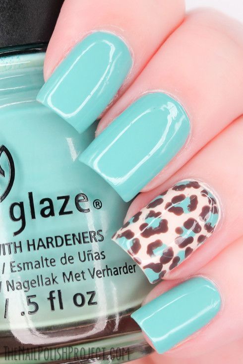 Leopard-Print-Nail-Art-Combine-with-Pastel-Nail-Polish