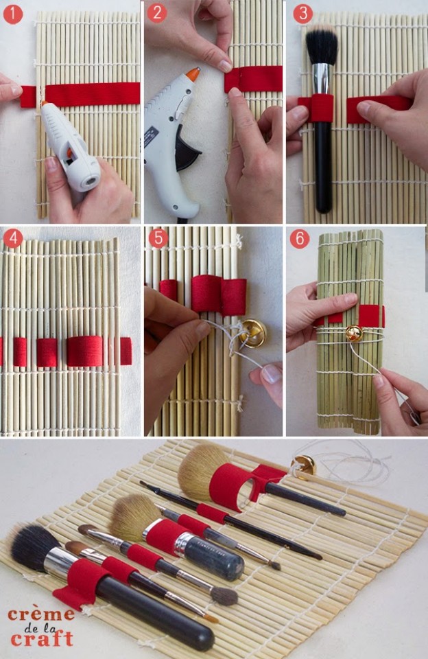 How-to-Make-Makeup-Brush-Roll-Taravel-Kit-DIY-Handmade-Brushes-Travelling-Holder